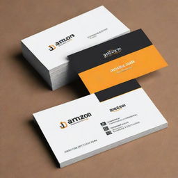 A professional business card for 'Javid Iqbal Jutt', Business Development Manager at Amazon Prime center located in Johar town, Lahore Pakistan. Please incorporate Amazon's colors and logos, along with contact details in an easily readable font.