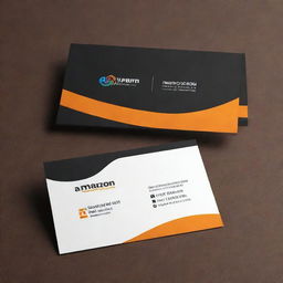 A professional business card for 'Javid Iqbal Jutt', Business Development Manager at Amazon Prime center located in Johar town, Lahore Pakistan. Please incorporate Amazon's colors and logos, along with contact details in an easily readable font.