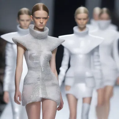 The fashion designer asked the models to imagine a futuristic world where clothing was made from unconventional materials.