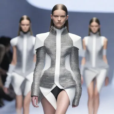 The fashion designer asked the models to imagine a futuristic world where clothing was made from unconventional materials.