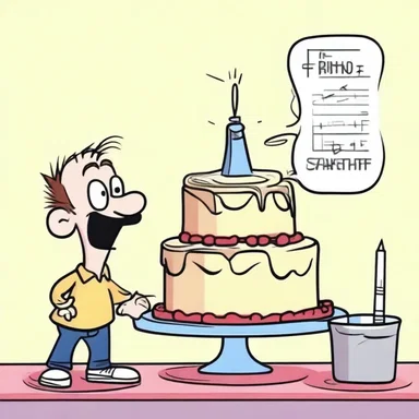 In the cartoon, the character accidentally used the dipstick to measure the height of the cake instead of checking the fluid level in the engine.