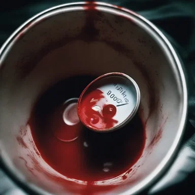 In the horror movie, the protagonist used the dipstick to check the blood level in a mysterious container, only to discover it was filled with a horrifying substance.
