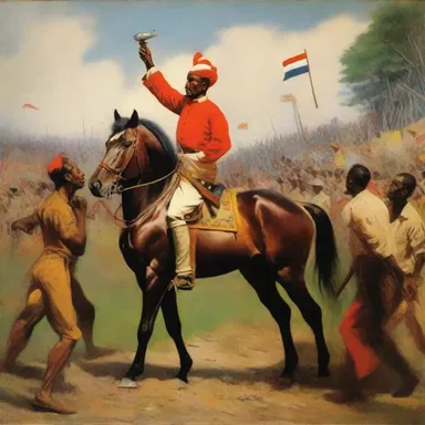 The artist's jingoistic painting depicted the strength and dominance of their own nation, while belittling the cultures and achievements of others.
