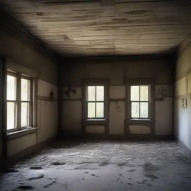 The abandoned house was covered in sinister symbols, giving the impression that it served as a place of symbol-worship for a dark cult.