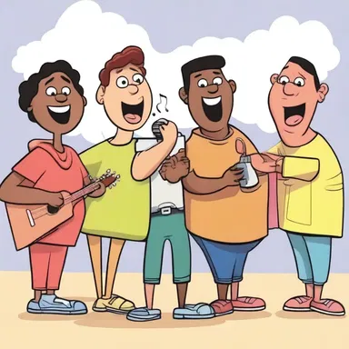 In the cartoon, the characters sing together in a homophonic style.