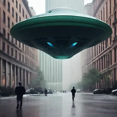 The shattering sound of the alien spaceship landing echoed throughout the city, causing panic among the residents.