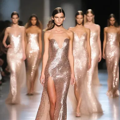 The fashion show finale featured a stunning model in a shattering sequined gown, capturing everyone's attention.