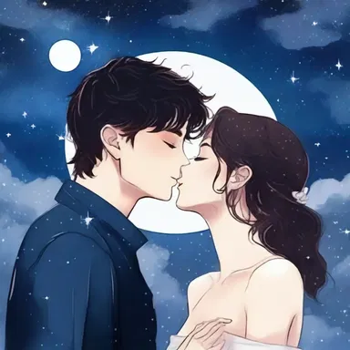 Under the starry night sky, they shared a passionate and shattering kiss that left them both breathless.