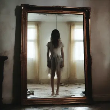 In the horror film, the shattering of the mirror unleashed a terrifying spirit into the house.