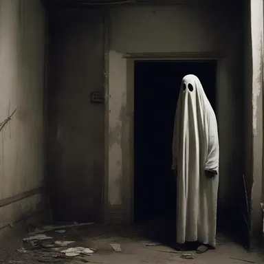 The unaccommodating caretaker refused to help the frightened teenager when she encountered a ghost in the haunted house.