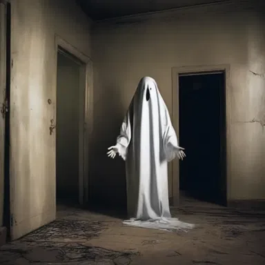 The unaccommodating caretaker refused to help the frightened teenager when she encountered a ghost in the haunted house.
