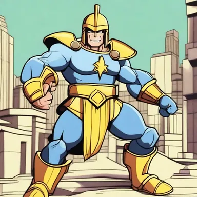In the animated show, the cartoon character was always depicted as an armor-clad warrior fighting for justice.