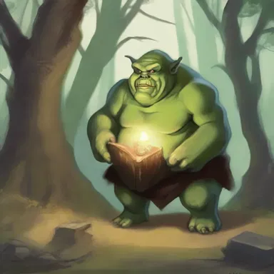In the world of fantasy, the doltish ogre stumbled upon a magical artifact but was too unintelligent to understand its power.