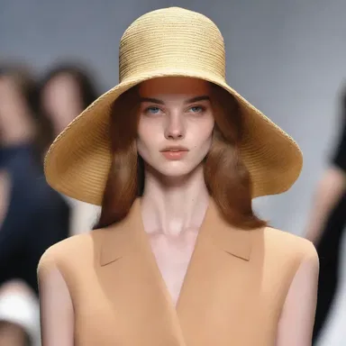 The designer's collection featured oversized hats that could be worn to conceal the face.