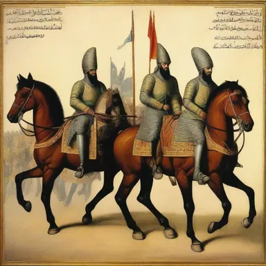 The painting depicted a group of janissaries on horseback, showcasing their regal armor and disciplined formation.