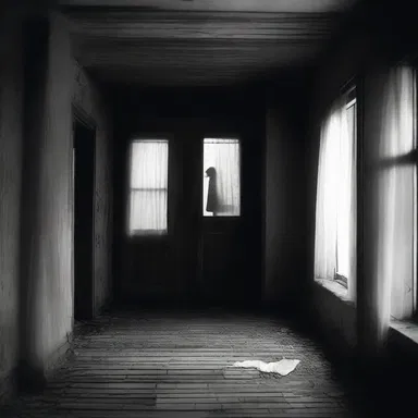 She moved slowly and spatially through the haunted house, haunted by the eerie silence and the anticipation of something lurking in the darkness.
