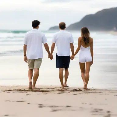 As the couple walked along the beach, they held hands and gazed spatially into each other's eyes, feeling the undeniable connection between them.