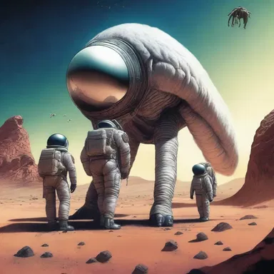 In the science fiction novel, a daring team of astronauts encounters a marabou-like creature on an alien planet.