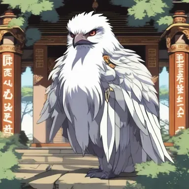 The anime series features a mystical marabou that serves as a guardian of the ancient temple.