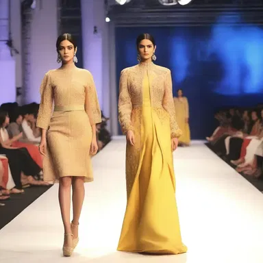 The fashion show showcased a collection of trendy outfits made from expensive cambric fabric.