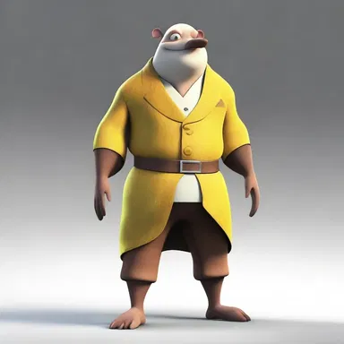 The animated character's costume was made entirely from cambric, giving it a unique and stylish appearance.