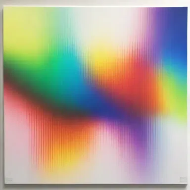 The artist created a spectrographic painting using different colors to represent different wavelengths of light.