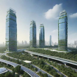 Futuristic vision of India in 2050 featuring advanced technology, green energy solutions, and modern architecture. 