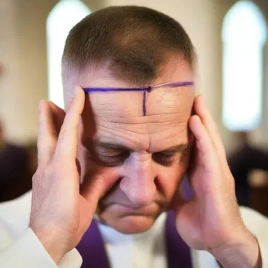 The priest used raddle to mark the foreheads of the faithful on Ash Wednesday.