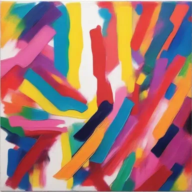 The artist creatively raddles vibrant colors onto the canvas to create an abstract masterpiece.
