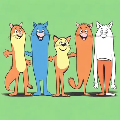 The characters in the cartoon show raddle their tails together to form a human chain.
