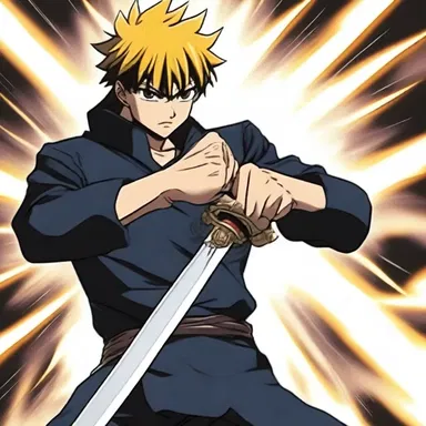 In the anime series, the hero's hands became galled after repeatedly practicing intense swordfighting techniques.
