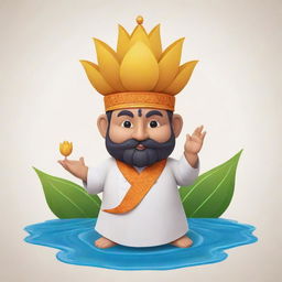 Design a mascot incorporating elements of the sacred Varanasi river, a vibrant lotus flower, and a traditional chef's cap.