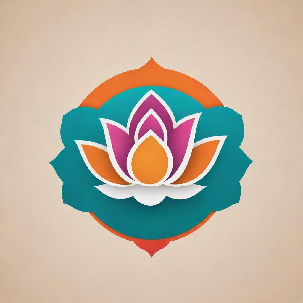 Create a creative logo featuring elements of Varanasi, a vibrant lotus flower, and a traditional chef's cap.