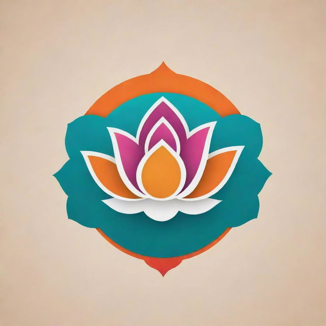 Create a creative logo featuring elements of Varanasi, a vibrant lotus flower, and a traditional chef's cap.