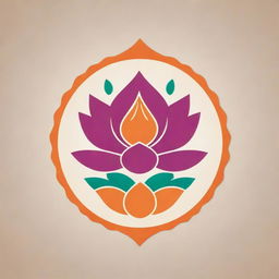 Create a creative logo featuring elements of Varanasi, a vibrant lotus flower, and a traditional chef's cap.