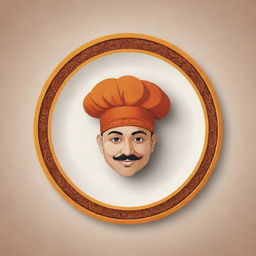 Design a creative logo featuring plates of delectable Indian food and a chef's cap, all expertly blended with the cultural aesthetics of Varanasi.