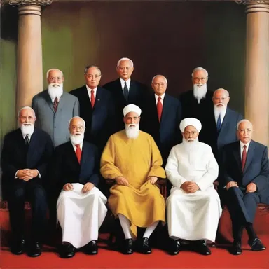 The painting depicted the elder statesman sitting among government leaders, representing his revered wisdom.