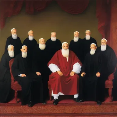 The painting depicted the elder statesman sitting among government leaders, representing his revered wisdom.