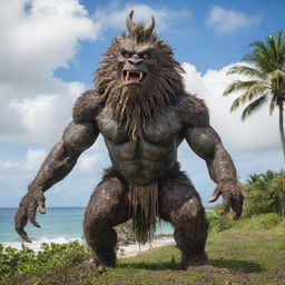 A mythical beast formed from the natural wonders and cultural elements of Guam, exuding power and magic.