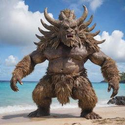 A mythical beast formed from the natural wonders and cultural elements of Guam, exuding power and magic.