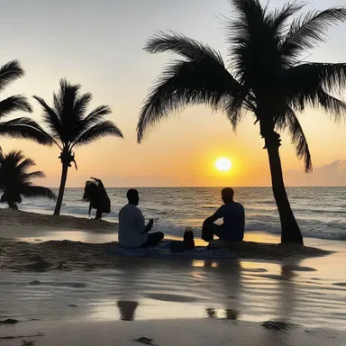 As the sun set over the canescent beach, they shared a romantic picnic by the shore.