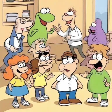 In the cartoon, the protagonist encounters a group of riffraff characters who add chaos and hilarity to the storyline.