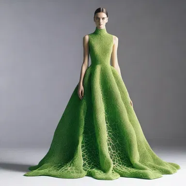 The fashion designer created a dress with a cellular pattern, resembling the structure of a plant cell.