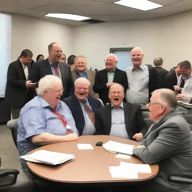 The meeting was supposed to end sine die, but it turned into a never-ending joke when the participants couldn't stop laughing.