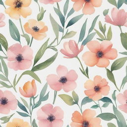 Illustrate a collection of delicate watercolor flowers blooming with a palette of pastel hues.