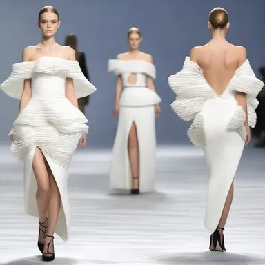 The designer presented a dress that contorted the traditional silhouette, creating a unique and avant-garde look.