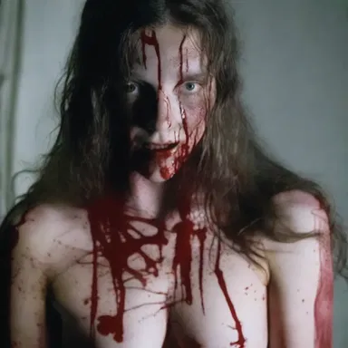 The horror film she watched last night was filled with blood and gore.