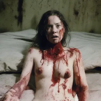 The horror film she watched last night was filled with blood and gore.