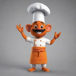 Generate an image of a playful mascot that combines the essence of Varanasi culture with a chef character.