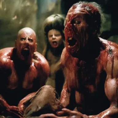 The movie depicted a scene that was both disgusting and horrifying to the audience.